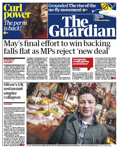 The Guardian Newspaper Front Page (UK) for 22 May 2019