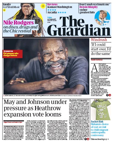 The Guardian Newspaper Front Page (UK) for 22 June 2018
