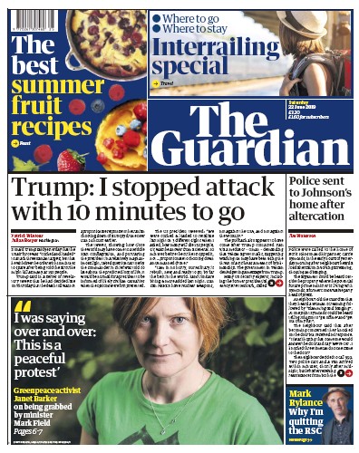 The Guardian Newspaper Front Page (UK) for 22 June 2019