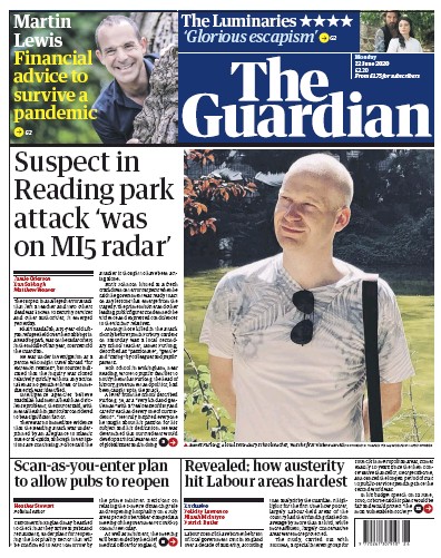The Guardian Newspaper Front Page (UK) for 22 June 2020
