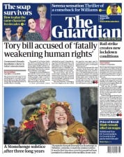 The Guardian (UK) Newspaper Front Page for 22 June 2022