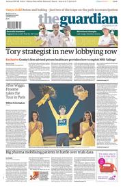 The Guardian Newspaper Front Page (UK) for 22 July 2013