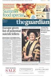 The Guardian (UK) Newspaper Front Page for 22 July 2017