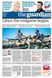 The Guardian Newspaper Front Page (UK) for 22 August 2011