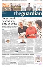 The Guardian (UK) Newspaper Front Page for 22 August 2017