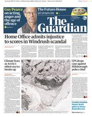 The Guardian (UK) Newspaper Front Page for 22 August 2018