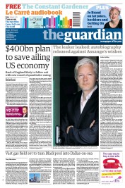 The Guardian Newspaper Front Page (UK) for 22 September 2011