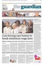 The Guardian Newspaper Front Page (UK) for 23 October 2013