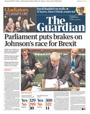 The Guardian (UK) Newspaper Front Page for 23 October 2019