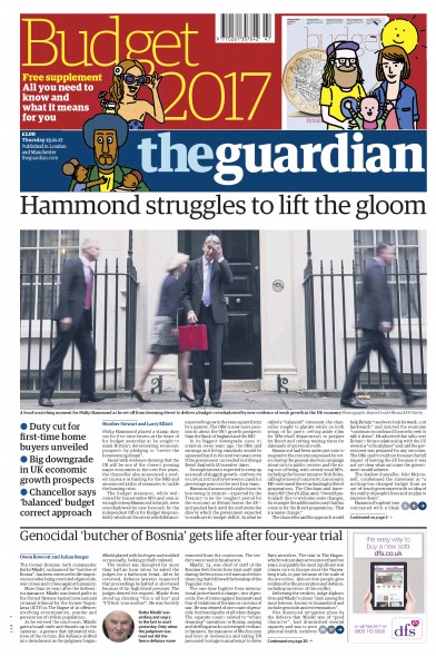 The Guardian Newspaper Front Page (UK) for 23 November 2017