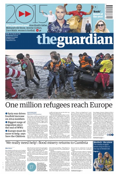 The Guardian Newspaper Front Page (UK) for 23 December 2015