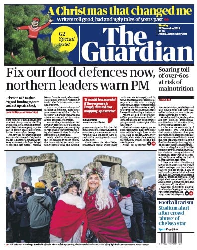 The Guardian Newspaper Front Page (UK) for 23 December 2019