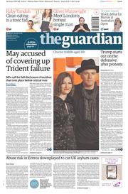 The Guardian (UK) Newspaper Front Page for 23 January 2017