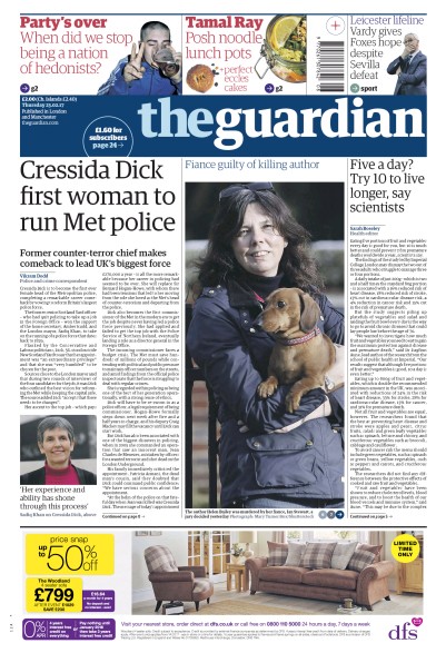 The Guardian Newspaper Front Page (UK) for 23 February 2017