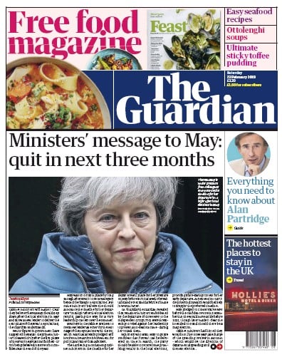 The Guardian Newspaper Front Page (UK) for 23 February 2019
