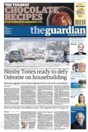 The Guardian Newspaper Front Page (UK) for 23 March 2013