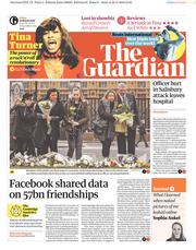 The Guardian (UK) Newspaper Front Page for 23 March 2018