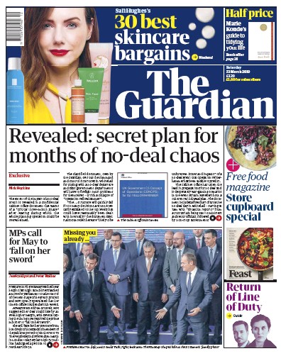 The Guardian Newspaper Front Page (UK) for 23 March 2019