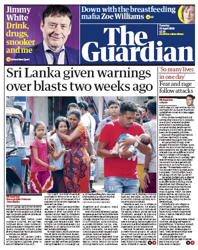 The Guardian Newspaper Front Page (UK) for 23 April 2019