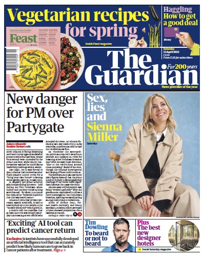 The Guardian Newspaper Front Page (UK) for 23 April 2022