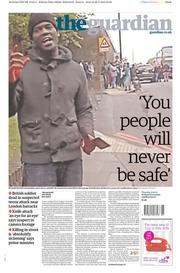 The Guardian Newspaper Front Page (UK) for 23 May 2013