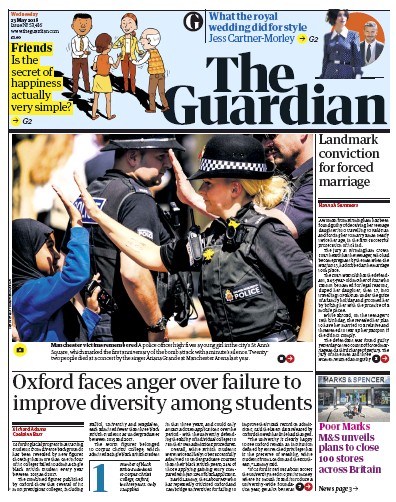 The Guardian Newspaper Front Page (UK) for 23 May 2018