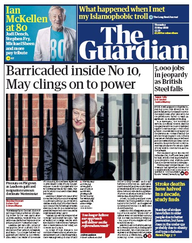 The Guardian Newspaper Front Page (UK) for 23 May 2019