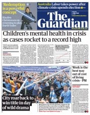 The Guardian front page for 23 May 2022