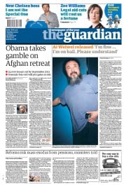 The Guardian Newspaper Front Page (UK) for 23 June 2011