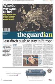The Guardian (UK) Newspaper Front Page for 23 June 2016