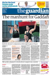 The Guardian Newspaper Front Page (UK) for 23 August 2011