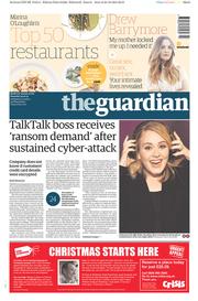 The Guardian (UK) Newspaper Front Page for 24 October 2015