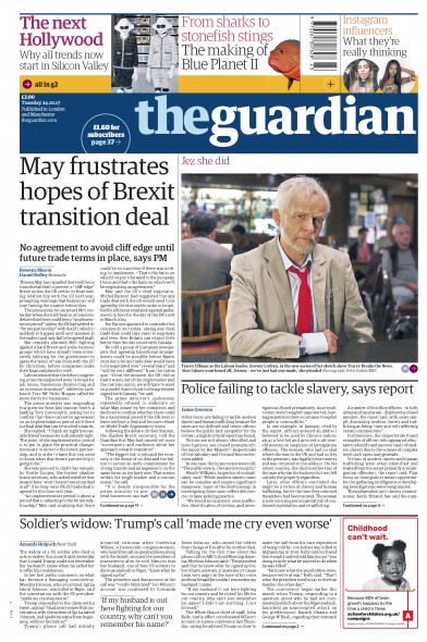 The Guardian Newspaper Front Page (UK) for 24 October 2017