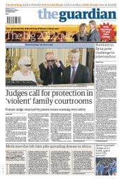 The Guardian Newspaper Front Page (UK) for 24 December 2012