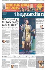 The Guardian (UK) Newspaper Front Page for 24 December 2015