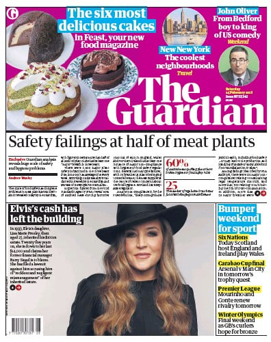 The Guardian Newspaper Front Page (UK) for 24 February 2018