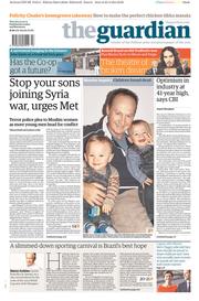 The Guardian Newspaper Front Page (UK) for 24 April 2014