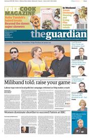 The Guardian Newspaper Front Page (UK) for 24 May 2014