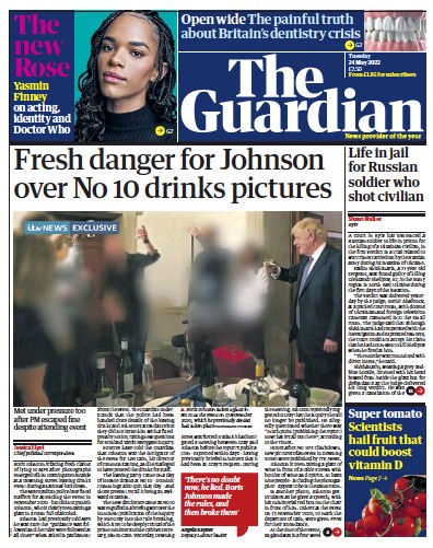 The Guardian Newspaper Front Page (UK) for 24 May 2022