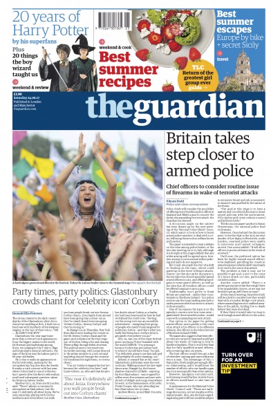 The Guardian Newspaper Front Page (UK) for 24 June 2017