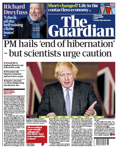 The Guardian Newspaper Front Page (UK) for 24 June 2020