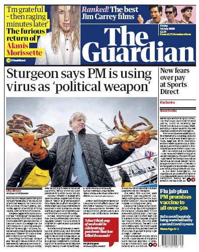 The Guardian Newspaper Front Page (UK) for 24 July 2020