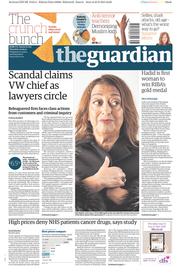 The Guardian (UK) Newspaper Front Page for 24 September 2015