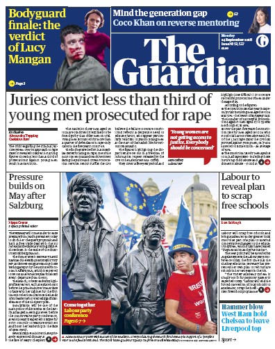 The Guardian Newspaper Front Page (UK) for 24 September 2018