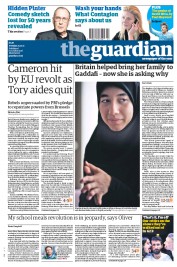 The Guardian Newspaper Front Page (UK) for 25 October 2011