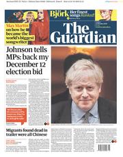 The Guardian (UK) Newspaper Front Page for 25 October 2019