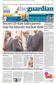 The Guardian (UK) Newspaper Front Page for 25 November 2013