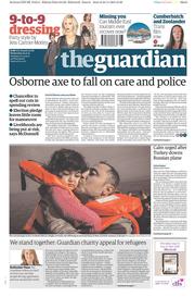 The Guardian (UK) Newspaper Front Page for 25 November 2015