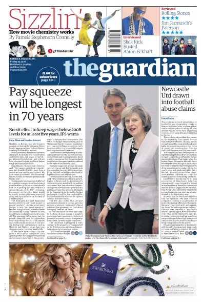 The Guardian Newspaper Front Page (UK) for 25 November 2016