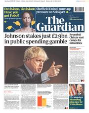 The Guardian (UK) Newspaper Front Page for 25 November 2019